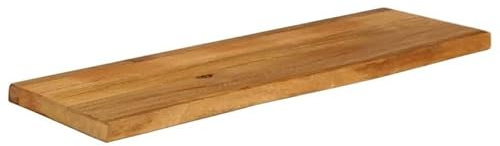 Eleganz Mesa de madera de mango maciza, 120 x 30 x 2,5 cm, con borde de árbol, aspecto de roble natural, duradero y estable para cocina, salón u oficina