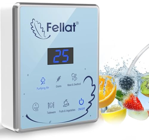 Generador de Ozono, Hogar Purificador de Aire para 5-30 ㎡ con Modo Agua y Aire, Maquina de Ozono Portátil con 6 Modos para Limpiar Frutas, Verduras y Carnes, Eliminar Olores