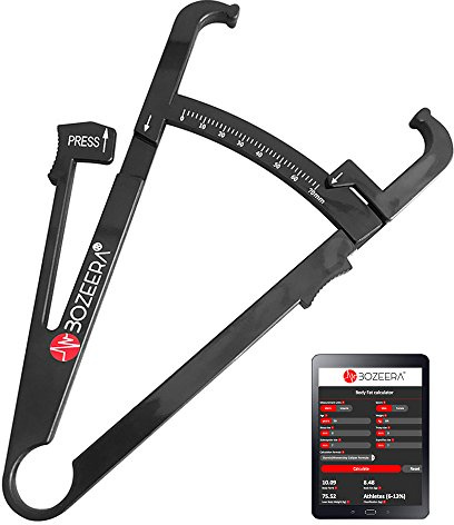 [Body Fat Caliper] / Skinfold Caliper - Includes Free Software, Video Interpretation, and English Manual - BOZEERA©. The Complete Set for Calculating Body Fat Percentage.