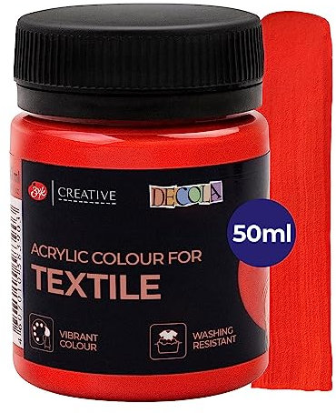 Decola - Klassische Rote Textilfarbe 50ml | Hochpigmentierte Textilfarben Waschmaschinenfest | Hergestellt von Neva Palette