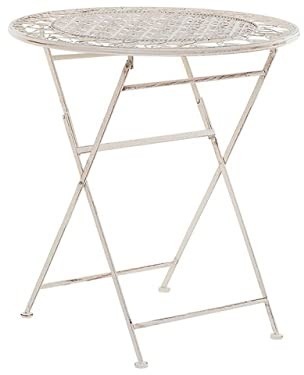 Trädgårdsbord Runt Stål Beige Balkong Modern Chic Elegant Trieste