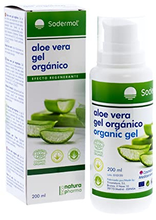 Gel crema Aloe vera puro 100% Bio Ecológico hidratante natural para piel irritada por el depilado y afeitado/Quemaduras solares y picadura de insectos. Uso Facial (cara) y Corporal (500ml) (200 ML)