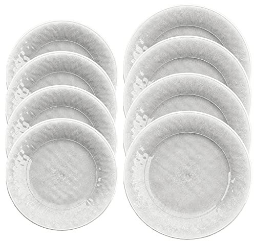 Auntie Morags Potters Reactive Glaze - White - Melamine/Plastic/BBQ/Outdoor Dinner & Side Plate Set (8)