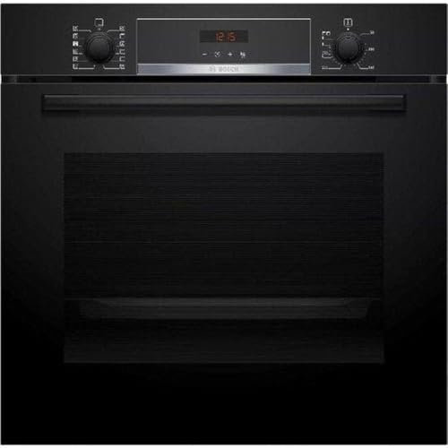 Bosch HRA574BB0 Serie 4, Backofen mit Dampf, Pyrolyse: mühelose Backofenreinigung, rotes LED-Display, 10 Programme, schwarz, 60 x 60 cm