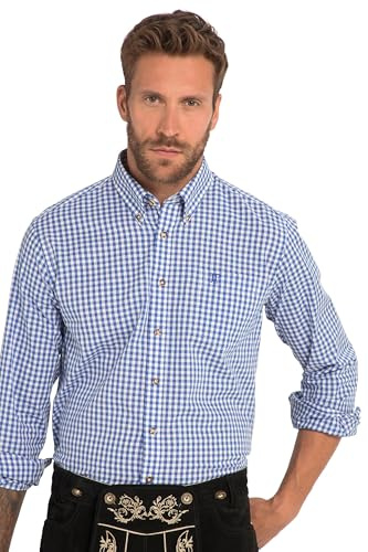 JP 1880 Herren große Größen Menswear L-8XL Karohemd, Trachten, Langarm, Buttondown-Kragen, Modern Fit, bis 8 XL helles Kobalt 6XL 748509755-6XL