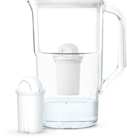 Wessper Wasserfilter Kanne Weiß Filterkanne 2,5L inkl. 1 Filterkartusche | Ersatz für Aquaphor Standard, Brita Classic, Dafi Classic Filterkartusche | Wasserfilterkanne | Reduziert Chlor Kalk