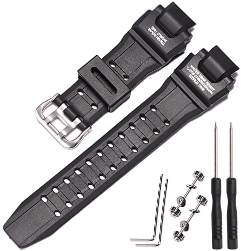 Bracelet de montre en résine compatible avec Casio G-Shock Gravitymaster GA1000 GW-A1000 GWA1100 GW-4000 pour homme - Bracelet noir pour sports de plein air