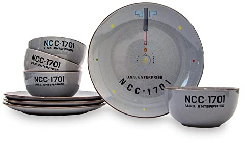 Star Trek: The Original Series NCC-1701 Series - Vajilla de cerámica de 8 piezas | Incluye platos de ensalada, cuencos