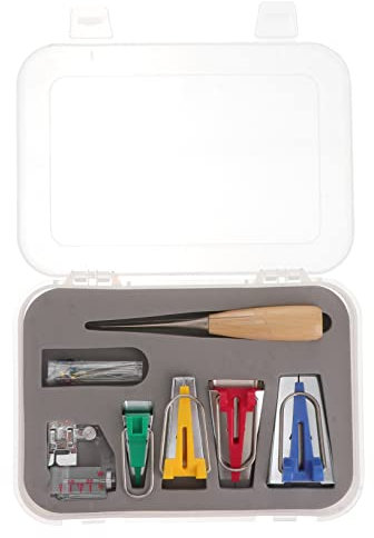 DOITOOL Box of Binding Foot Set Mit Schrägbandformer Ahle Ball Pins Quilting Zubehör Für Präzises Nähen Von Stoffbändern Und Bias Tape Einfach Der Anwendung