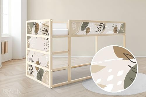 Unik Nordic Aufkleber für IKEA KURA Hochbett, Beige Formen 2-Sticker-Set Oben, Bettaufkleber, Sticker für Kinderbett, Möbelfolie fürs Kinderzimmer, Bettfolie für Kinder