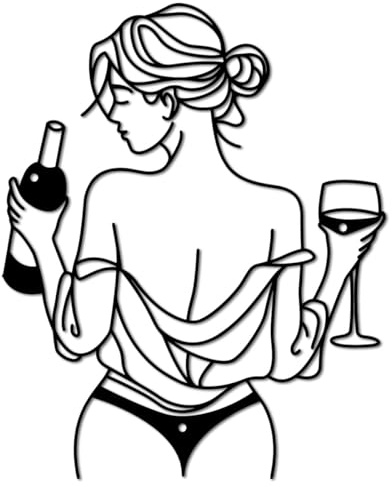 Generisch Frauen Wanddeko Metall, Wein Trinken Wanddeko Metall Schwarz, Wanddeko Modern, Schlafzimmer Wanddeko, Wanddeko Schlafzimmer üBer Bett für Schlafzimmer, Wohnzimmer, Hauswand, Innen