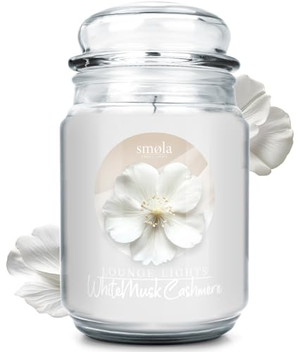 smøla Stort doftljus i glas I White Musk Cashmere 625 ml – ljus I upp till 140 timmar brinntid I veganskt sojavaxljus I perfekt presentidé