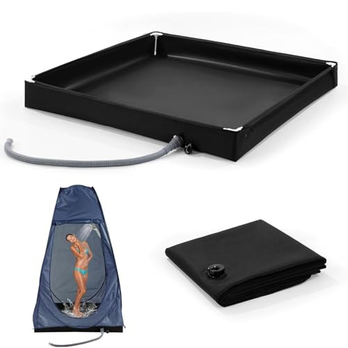 Faltbare Duschbasis - Tragbare Duschwanne mit Ablaufrohr, Zelt/RV-Duschbodenmatte, Duschbadewanne für Haustiere, Ideal für Wildniscamping, temporäre Duschkabine, Haustierreinigung
