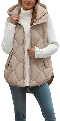Chaleco Mujer Acolchado Invierno Corto Chaqueta Acolchada Plumas con Bolsillos y Cremallera Chalecos Cortos Casual Termico sin Mangas Abrigos Cálido Abrigo Ligero Cardigan Talla Grande Primavera