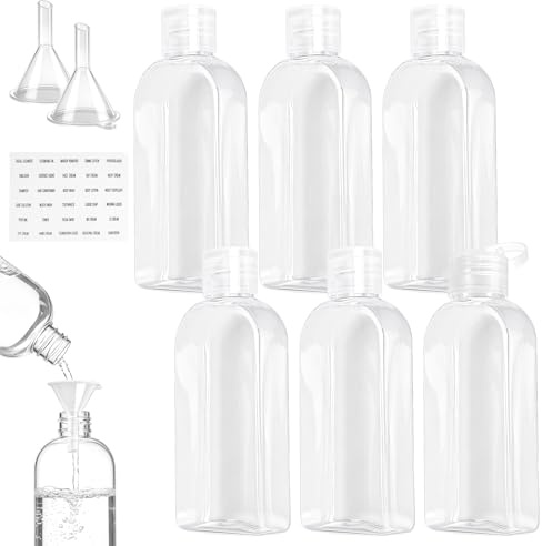 Connextion 6er-Pack 100 ml Reiseflaschen für Liquid, Shampoo Flaschen zum Befüllen, Reisegröße Leere Flaschen mit Flip Cap, Für Shampoo, Lotion, Spülung