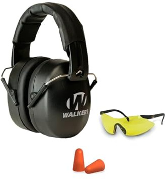 Walker's EXT Folding Range Passive Ear Muffs and Shooting Glasses Kit Black