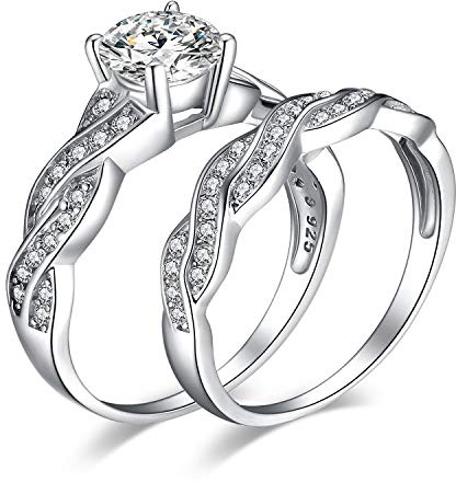 JewelryPalace Wrap Ring Infinity Förlovningsring Par Vigselringar Ring Silver 925 Damer, Zirkonia Silverringar Vigselringar Damer Vigselringar Förslagsring Memoirring Ringset, Damsmycken