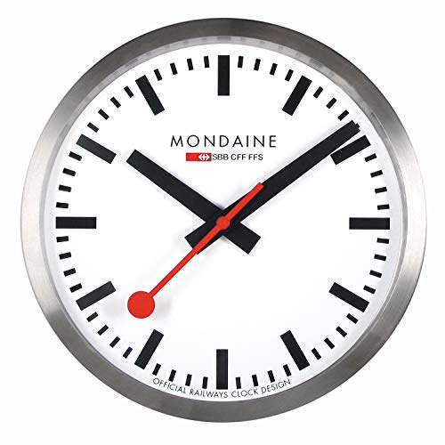 Mondaine Officiell schweizisk järnvägsklocka, stop2go smart väggklocka för iOS/Android, Bluetooth
