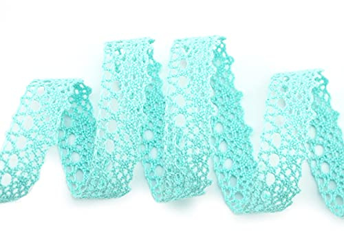 Deko Angels Spitze Emilia Mint 3 m x 15 mm Baumwollspitze Mintgrün Spitzenband Spitzenborte Dekoband Schleifenband Häkelspitze Baumwolle Häkelband Vintage Geschenkband Hochzeit