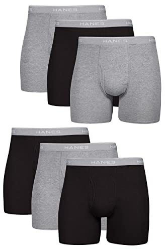 Hanes Mens Underwear Briefs, Cool Dri Moisture-wicking Cotton No-ride-up For Men, Multi-packs Available Boxer, 6 Pack - Black/Gray, X-Large US
