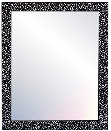 CHELY INTERMARKET MOD156 Espejo De Pared Cuerpo Entero Negro Plateado Estilo Decorativo 40x50cm Rectangular Marco Relieve Perfil Plano para Salón Dormitorio Oficina Fabricado En España