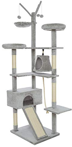 Meerveil Árbol para Gatos, Rascador Alto para Gatos con Tobogán Cubierto de Sisal Nido Cómodo 2 Habitación, 210cm