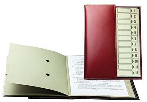 DELMON VARONE - Personalisierbare Ordnungsmappe/Pultordner DIN A4 Cambridge Top Grain Leder rot - Premium Registermappe Fächermappe mit 12-teiligem Register (12 Fächer) mit Sichtlöcher