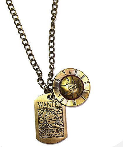 Pirate Captain Necklace With Straw Hat - With Tag - Bronze Color