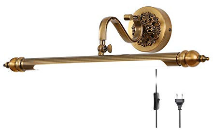ACMHNC Vintage Spiegellampen LED Badezimmer Spiegelleuchte Mit Schalter, Retro Badleuchte IP44 Bad Wandlampe Mit Stecker Und Kabel, Einstellbarer Winkel,4000K, Schminklicht Schrankleuchte,71cm/12w