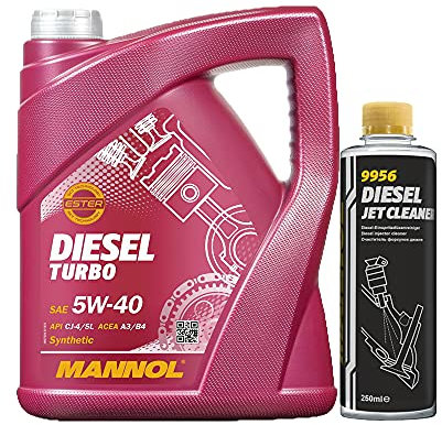 MANNOL 5l, 7904 Diesel Turbo 5W-40 + Diesel Jet Cleaner Düsenreiniger - Kraftstoff Additiv 250 ml