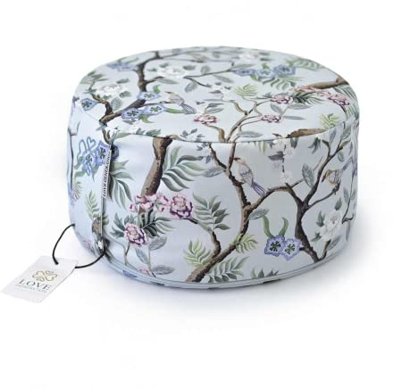 Love Generation | Meditations-Kissen | Yogakissen | Rund | ⌀ 30cm | Verstellbare Sitzhöhe bis 15 cm | waschbarer Baumwollbezug | Buchweizenspreu Füllung (Blossom Birds