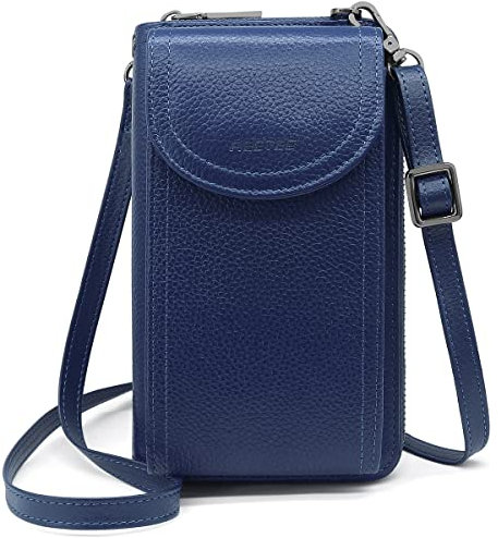 Handytasche zum Umhängen RFID Schutz Geldbeutel Damen Handy Umhängetasche Leder Viele Fächer Handy Schultertasche mit 12 Kartenfächer Klein Crossbody Handytasche Geldbörse für Frauen(Navy blau) …