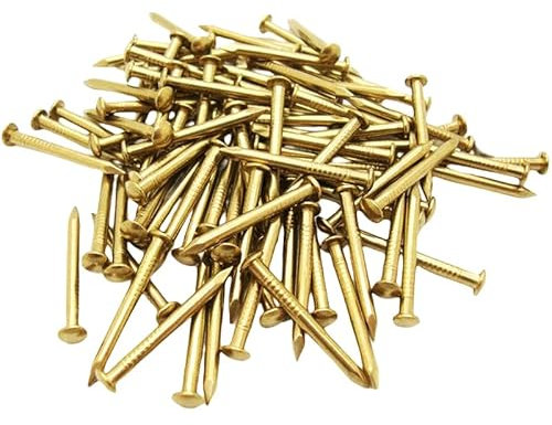 Kleiner Mini-Messing-Rundkopf-Nagel M2 x 25 mm (ca. 380 Stück), für elektronische Montage, elektrische Befestigung etc