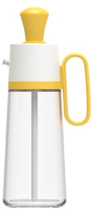 Tyenaza 550ml Botella Dispensadora de Aceite, Botella de Aceite de Vidrio, Dispensador Aceite Spray 2 en 1, Spray de Aceite Vidrio Antigoteo para Cocinar, Ensalada, Hornear, Barbacoa, 255x112,5mm(Oro)