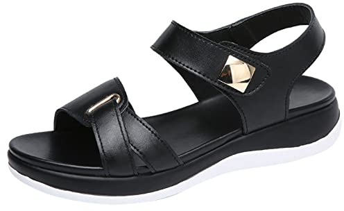 Sandals Wide Feet Women's Lightweight Orthopaedic Sandals Shoes Summer Shoes Comfortable Flat Elegant Sandals Summer Barefoot Women's Sandals Black Trekking Sandals, black, 39 EU