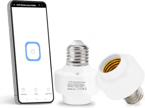 QIACHIP Ewelink Douille d’ampoule WiFi intelligente E26 E27 Adaptateur, Support de base de lampe de télécommande sans fil