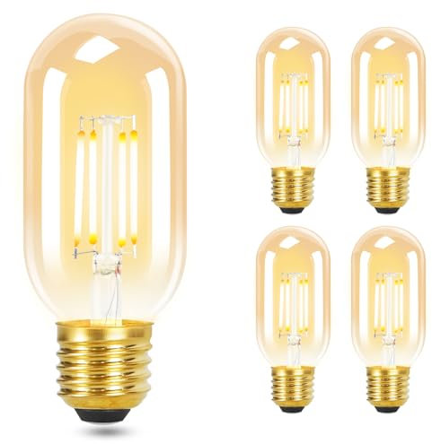 GBLY Lampadine Vintage LED Bianco Caldo E27 - T45 Lampadine LED Lampada E27 4W 2700K Lampadina a Risparmio Energetico Bulbi a LED Retro Edison Lampadine Vetro Angolo di Illuminazione a 360°, 4 Pezzi