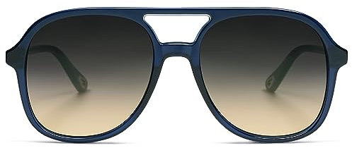 SOJOS Occhiali da sole uomo donna retrò vintage polarizzati a specchio grandi quadrati anni '70 rettangolari unisex UV400 protezione occhiali SJ2174, Blu scuro/Grigio Gradiente Marrone, L