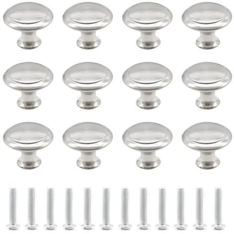 Ruidee 12 Stück Schrankknäufe, Runde Ziehgriffe, Knopf Möbelknöpfe, Kommodenknöpfe Schubladenknöpfe, Schrankgriffe für Küche Schrank Schublade Tür Möbel（27MM-Silber-BSY