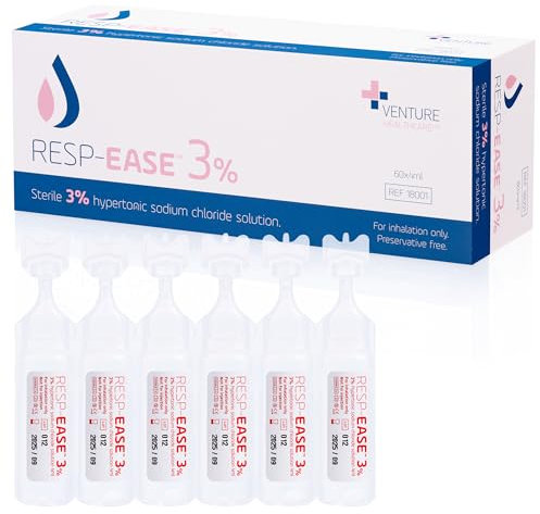 Resp-Ease® 3% Sterile Hypertonic Saline Solution for Inhalation via Nebuliser - Helps Clear Airways and Congestion from Lungs - 2 Boxes - 480ml