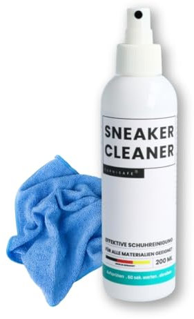FurniSafe Sneaker Cleaner für Schuhe weiss Schuh Reiniger 200 ml extra schonend Sneaker Reinigungsset Reinigungsspray inkl. Microfasertuch