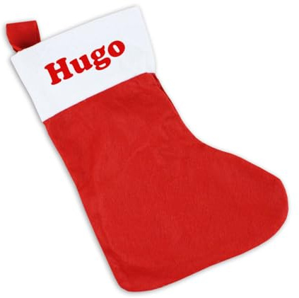 Calcetín de Papá Noel Personalizado con Nombre, Navidad, Bota de Santa rojo, para decoración de fiesta de Navidad