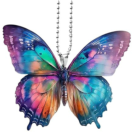 Schmetterling Auto Anhänger | Kreative Bunte Dekorative Acryl Rückspiegel Zubehör - Spiegel Ornamente für Auto, Rückspiegel für Garten, Haus, Auto und Fenster, Spiegel Ornament Vllold