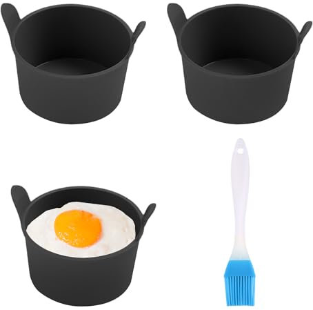 NyxSeat 3 Stampi per Uova in Silicone, Pennello, Bollitore per Friggitrice Ad Aria, per Cioccolato e Biscotti (Nero)