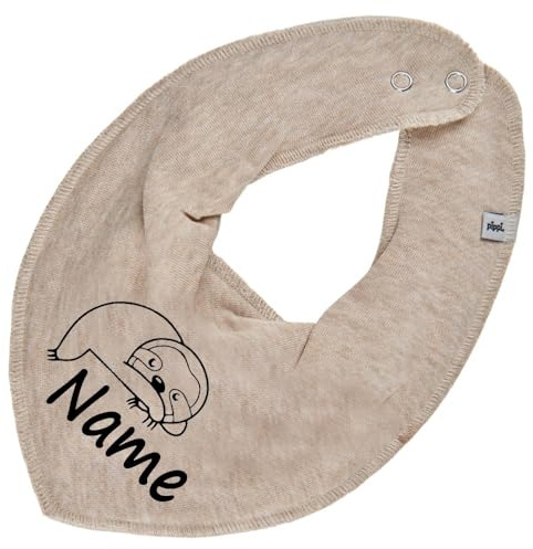 HALSTUCH Faultier mit Name oder Text personalisiert für Baby oder Kind aus Baumwolle in Einheitsgröße