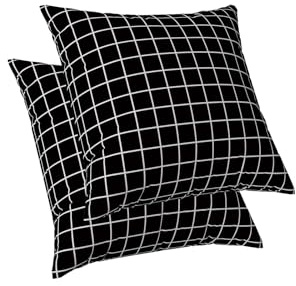 ggaimwf Schwarze Kissenbezüge, modernes schwarz-weißes geometrisches Kissen, Karierte Kissenbezüge, Leinenoptik, Bettdekoration für Wohnzimmer, Schlafzimmer, doppelseitig, 40 x 40 cm, 2 Stück