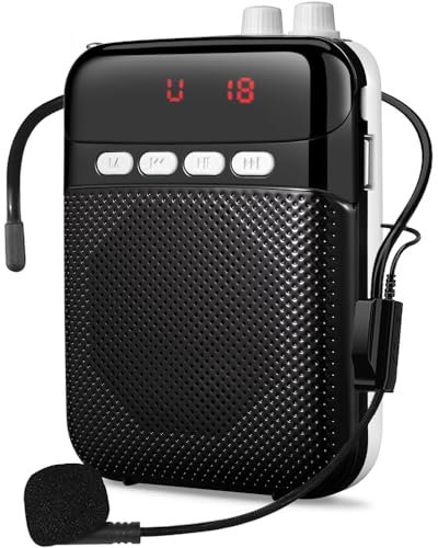 Amplificateur de Voix Portable pour Enseignants, Système de Sonorisation Rechargeable 2400 mAh avec Microphone Filaire Amplificateur Voix pour Les Enseignants, Guide Touristique et Plus (Noir)