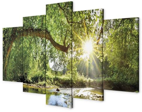 murando - Akustikbild Landschaft 225x112 cm Bilder mit Akustikschaumstoff Hochleistungsschallabsorber Schallschutz Leinwandbild XXL 5 tlg Wandbild Baum Natur b-B-10225-b-a