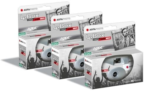 AGFA Photo Pack 3 x 601026 - LeBox svartvit engångskamera, 27 foton, 31 mm optisk lins - grå - grå