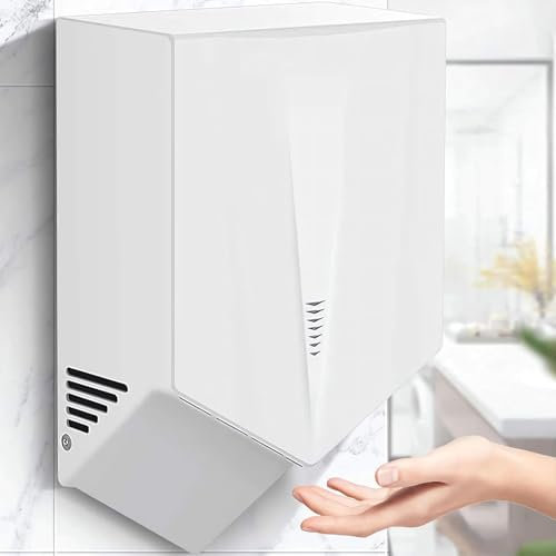 Asciugamani elettrico automatico, asciuga mani 6-10 secondi per asciugatura, 1200 W estremamente silenzioso e silenzioso, presa a parete, asciuga mani elettrico automatico ad alta velocità, White